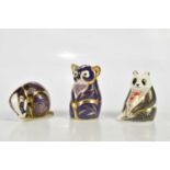 ROYAL CROWN DERBY; three animal form paperweights, including koala bear and badger (3). Condition