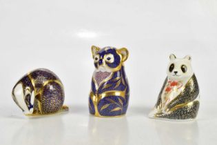 ROYAL CROWN DERBY; three animal form paperweights, including koala bear and badger (3). Condition