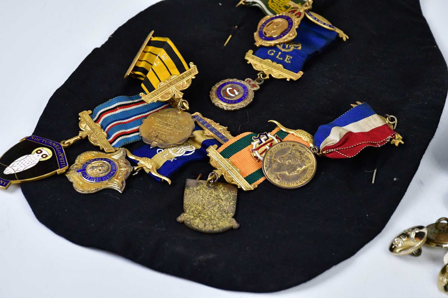 A collection of assorted Buffalo medals, military cap badges including RAF, British military glasses - Image 2 of 4