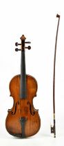 A two piece back full size violin, with 36.25 two piece back, bearing lable "Giovanni Polo Maggini",