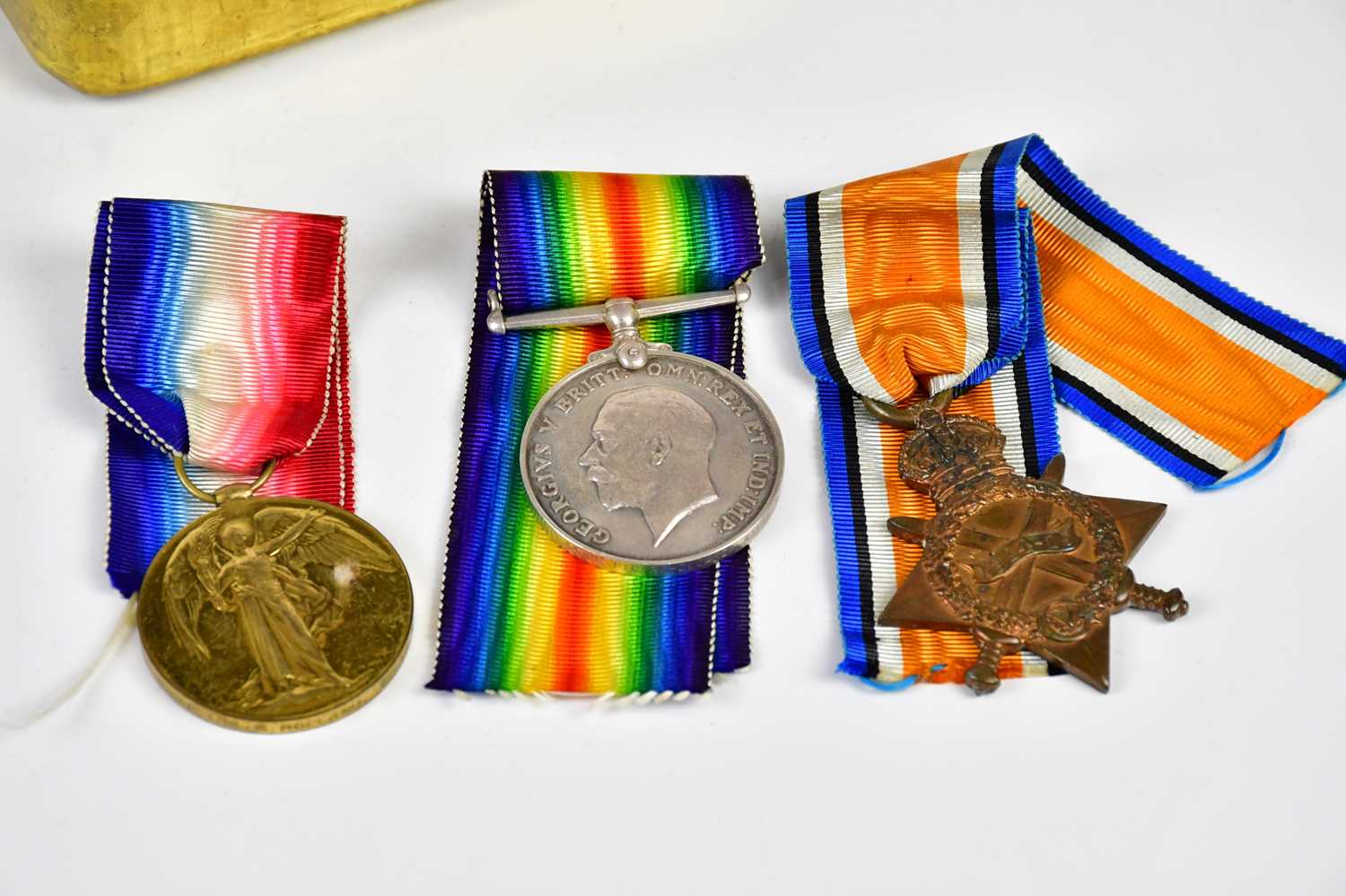 A WWI medal trio, a 1914-15 Star, a British War Medal and a Defence Medal, awarded to 14398 - Image 3 of 3