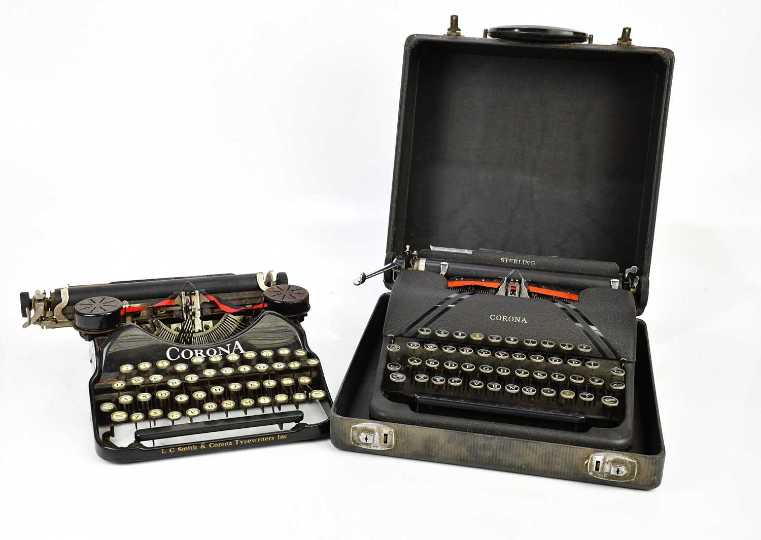 CORONA; a vintage typewriter and a further cased later Corona typewriter (2).