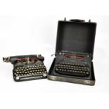 CORONA; a vintage typewriter and a further cased later Corona typewriter (2).