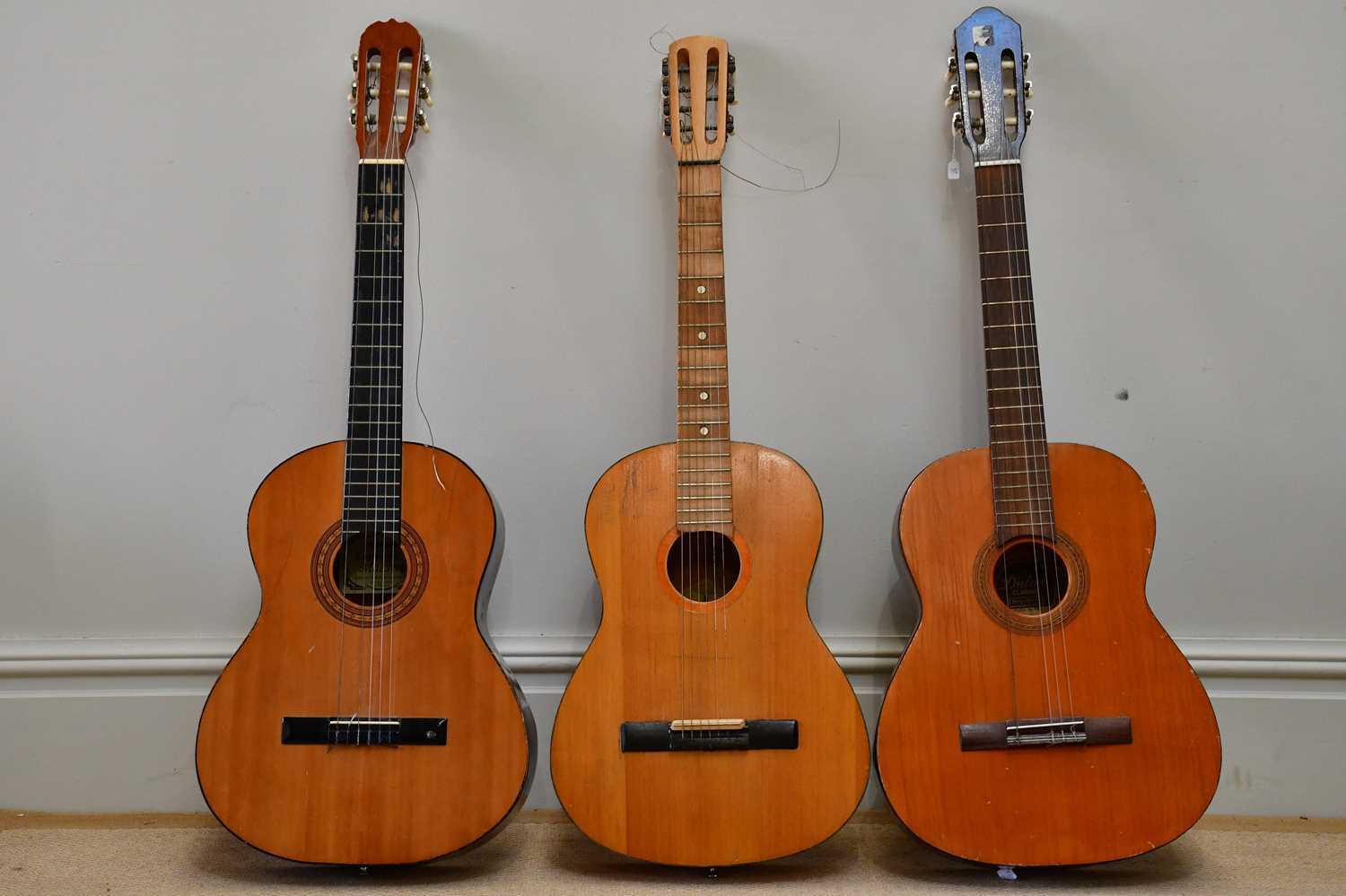 HOHNER; a Leyanda Maestro acoustic guitar, together with a Dulcet Classic guitar and further scratch