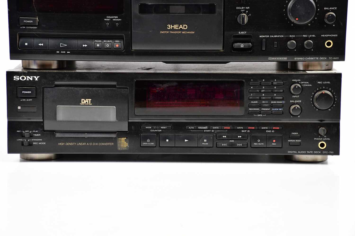 SONY; three stacker units comprising a HX PRO stereo cassette deck, TC-WR570, a stereo cassette deck - Image 4 of 8