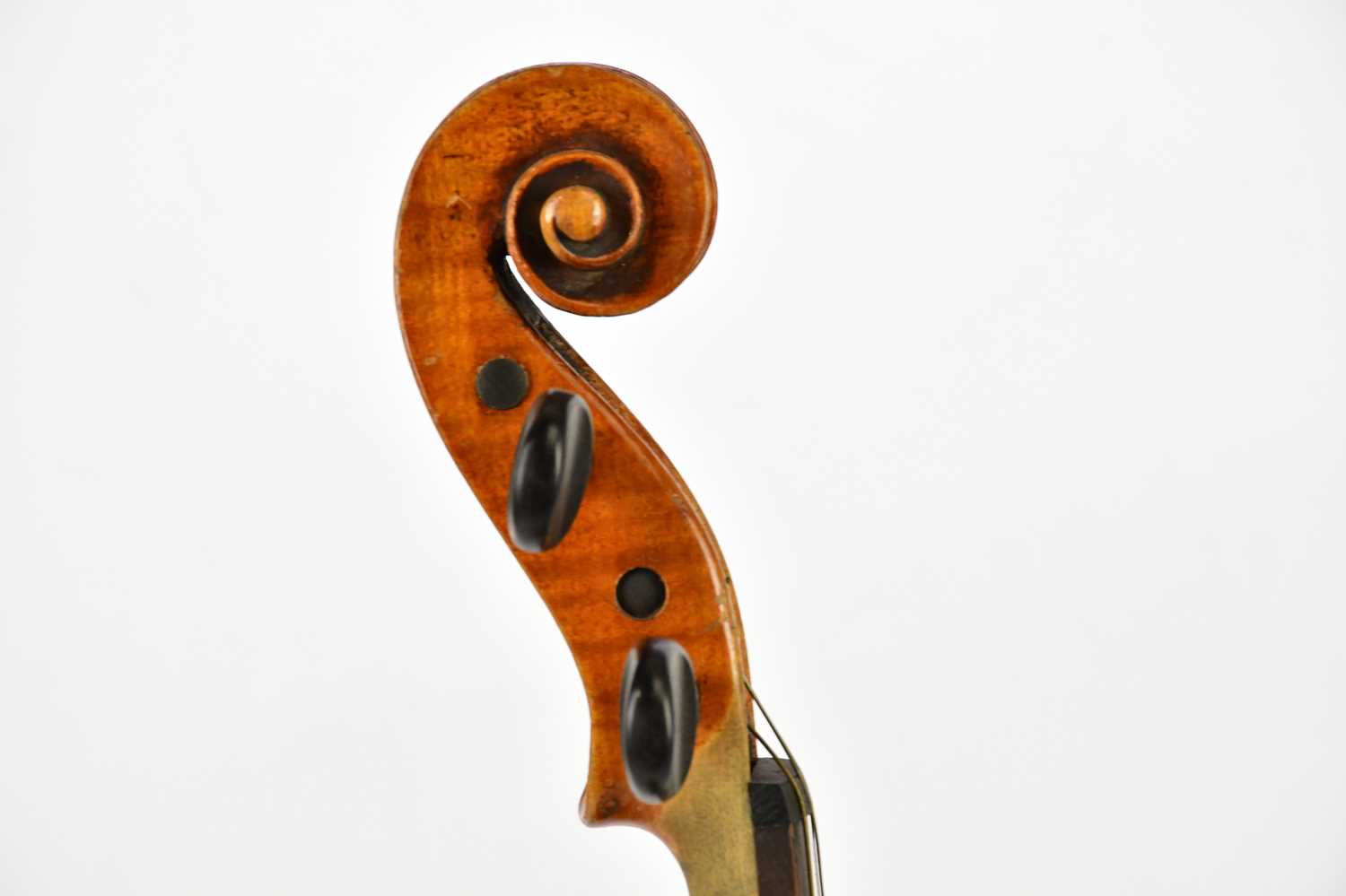 A full size German violin with two-piece back length 35.8cm, unlabelled, cased with two bows. - Image 5 of 12
