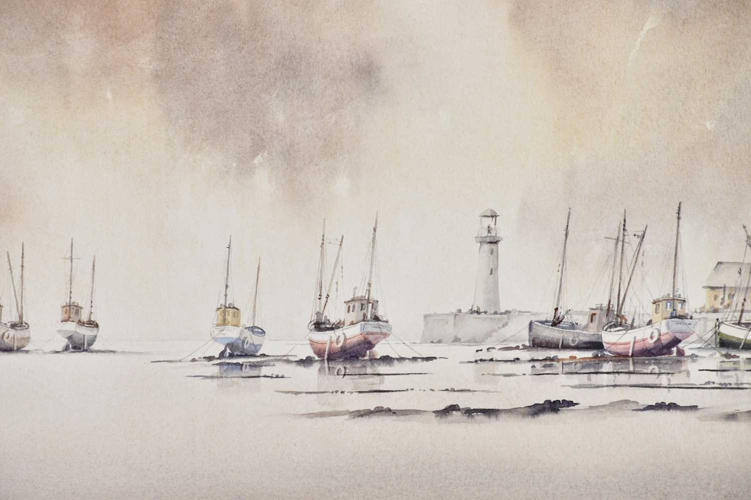 † GEORGE ALLEN; watercolour, harbour scene, signed lower right, 31 x 52cm, framed and glazed. - Image 2 of 5