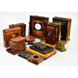 THORNTON-PICKARD; a brass and mahogany plate camera (later editions), with a plate camera section by