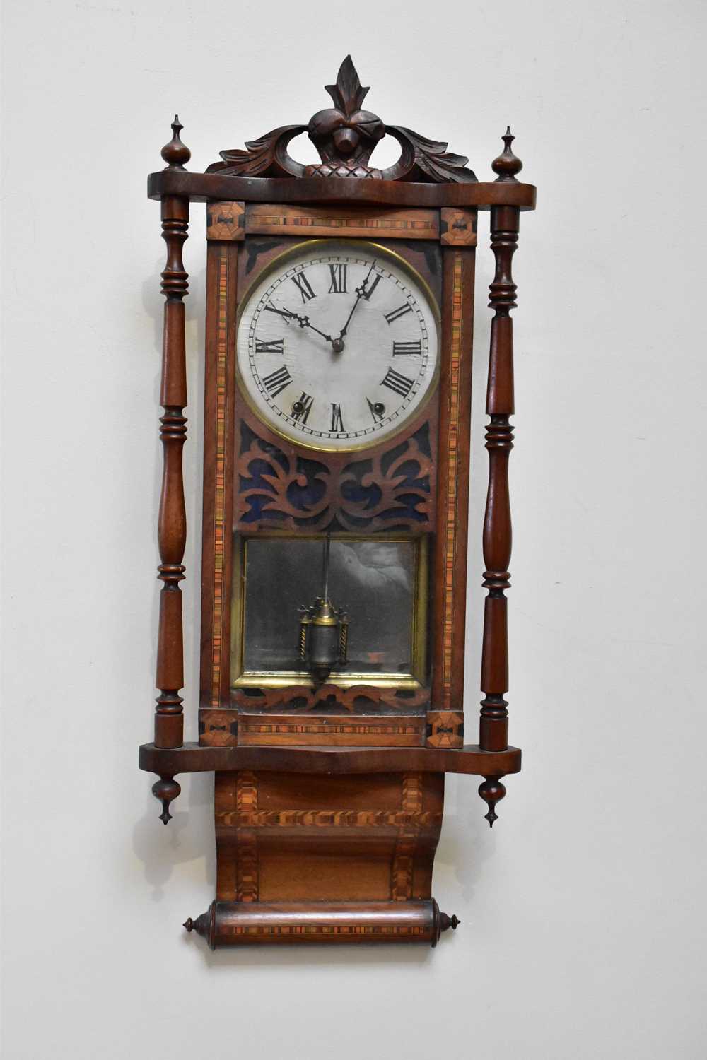 A Victorian cast bronzed metal combination clock, barometer and thermometer, length 65cmn, with a - Image 5 of 11