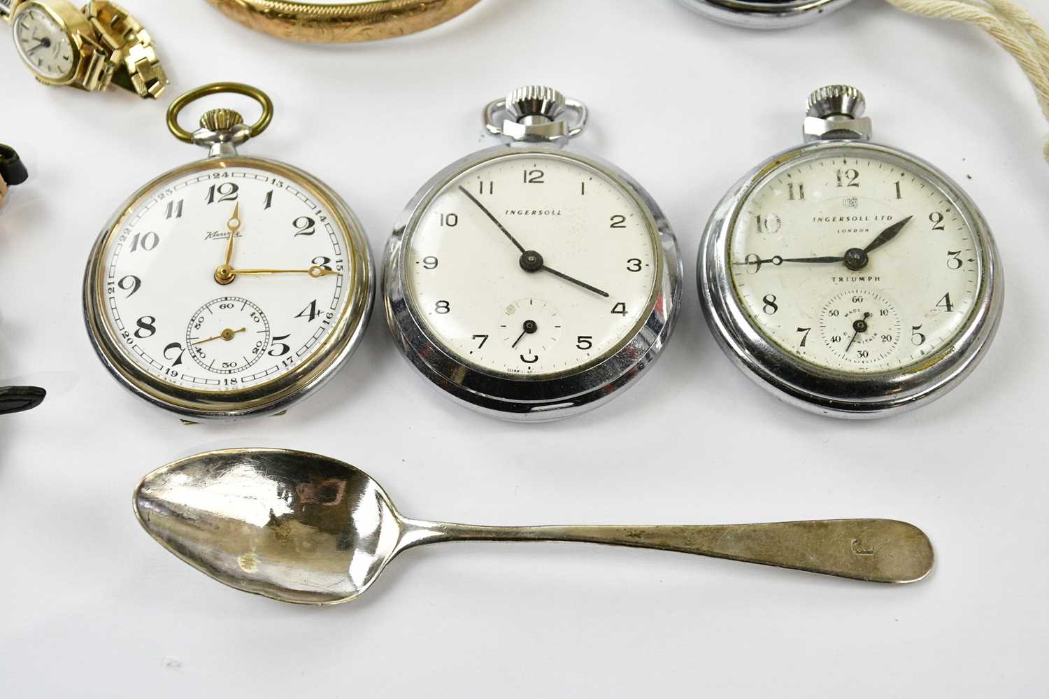 A 9ct gold Rotary lady's watch, an Art Deco style lady's watch, three Ingersoll pocket watches and - Image 2 of 5