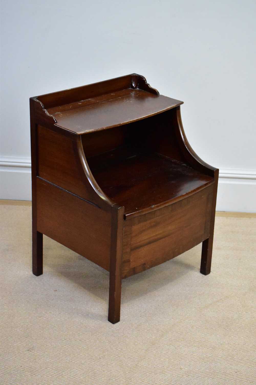 A 19th century mahogany bowfront commode, height 74cm. Provenance: Purchased Olwyn Boustead Antiques