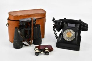 A vintage telephone and a cased pair of 7 x 50 binoculars (2)