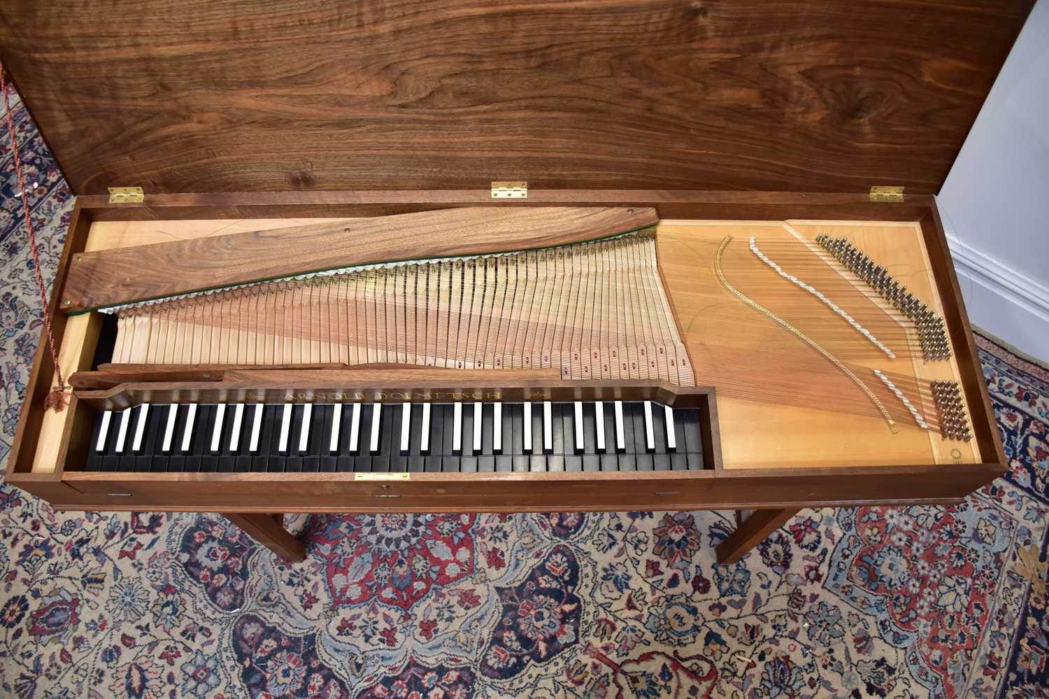 ARNOLD DOLMETSCH; a 20th century walnut cased clavichord, width 127.5cm. - Image 3 of 4