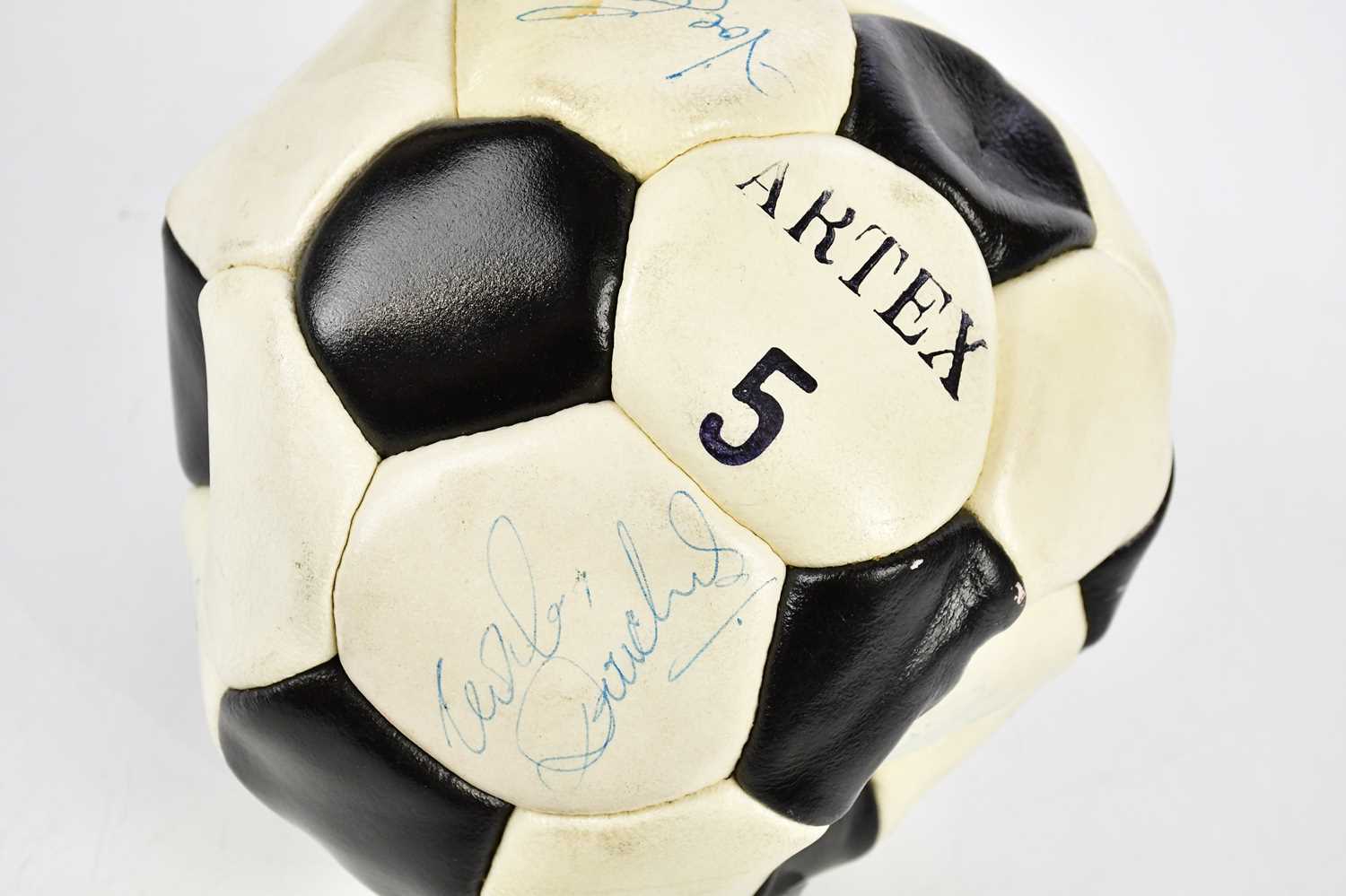 A signed football bearing various signatures including Pete Barnes. - Image 3 of 4