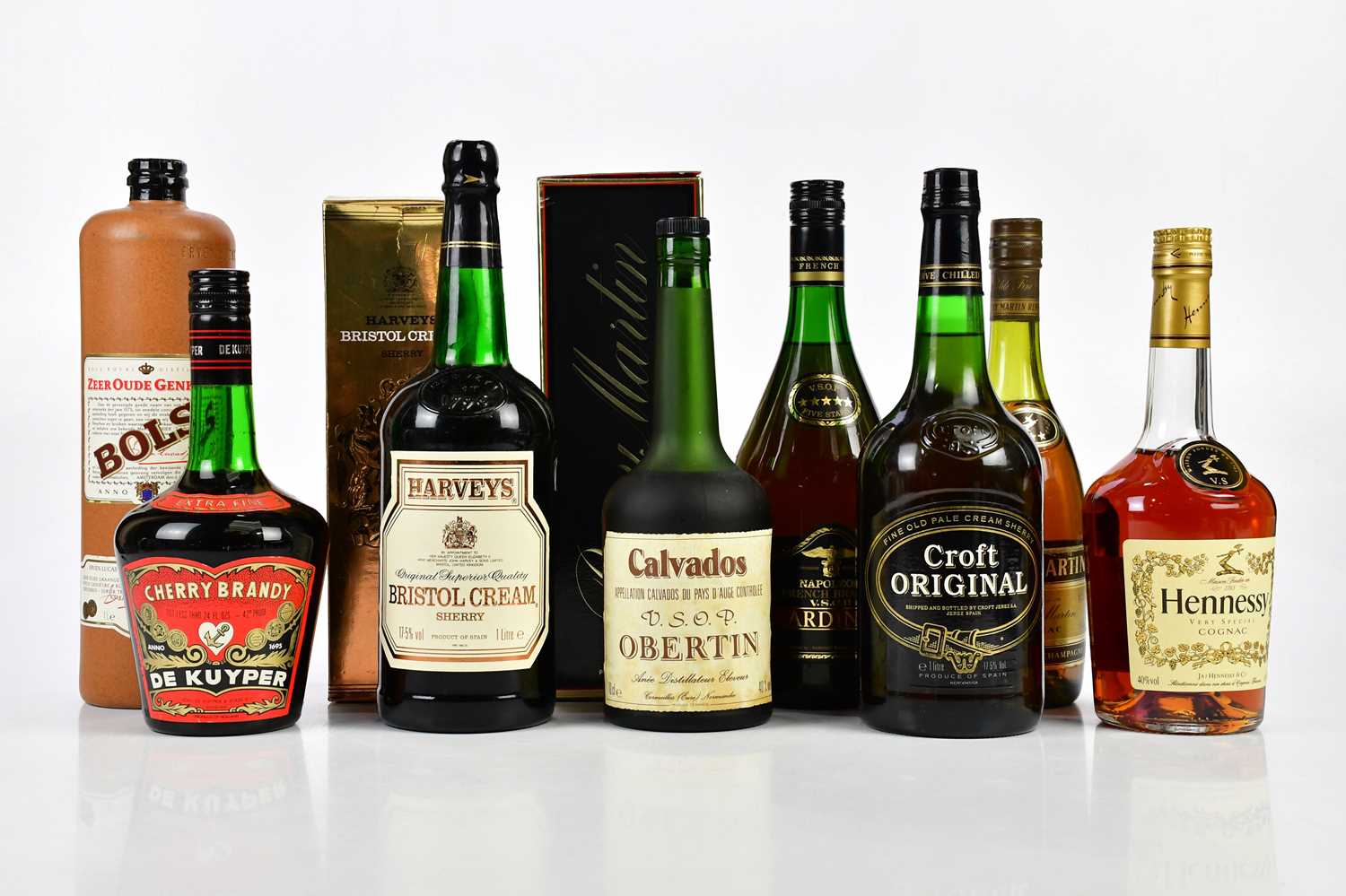 MIXED SPIRITS; assorted spirits, including Napoleon French brandy Bardinet, Calvados, a bottle of