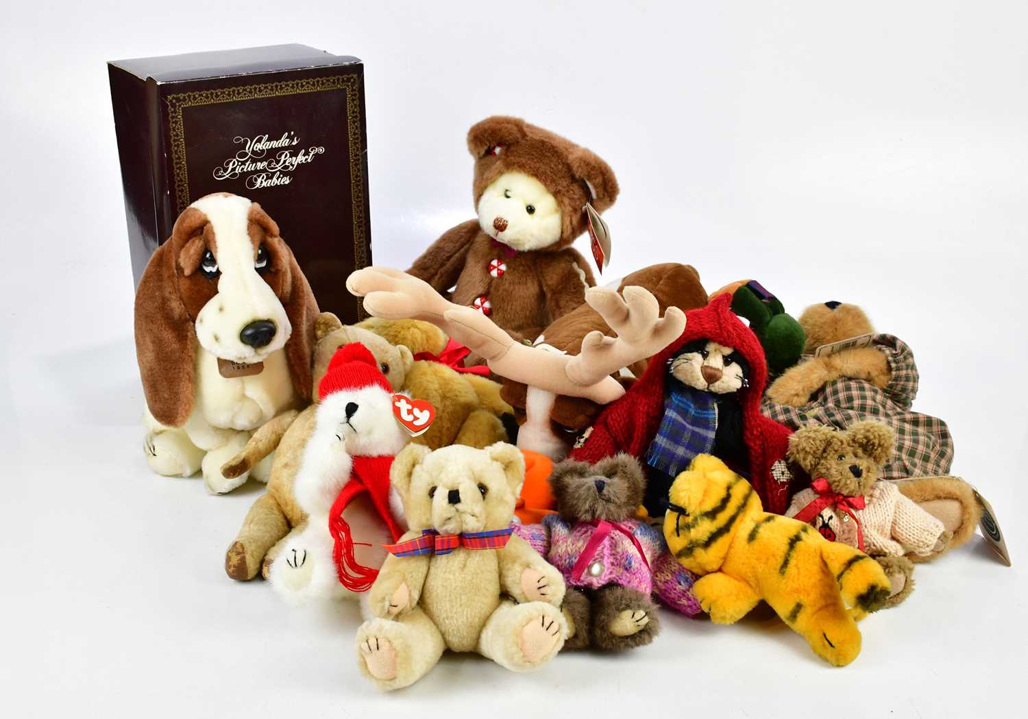 EDWIN M KNOWLES, CHINA COMPANY; a boxed doll, and assorted soft toys including bears, etc.