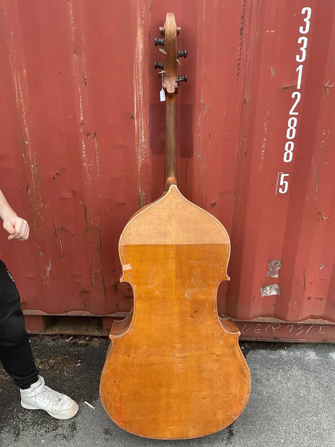 A double bass, possibly German, with two-piece back, 111cm to top of button, in need of restoration. - Image 21 of 25