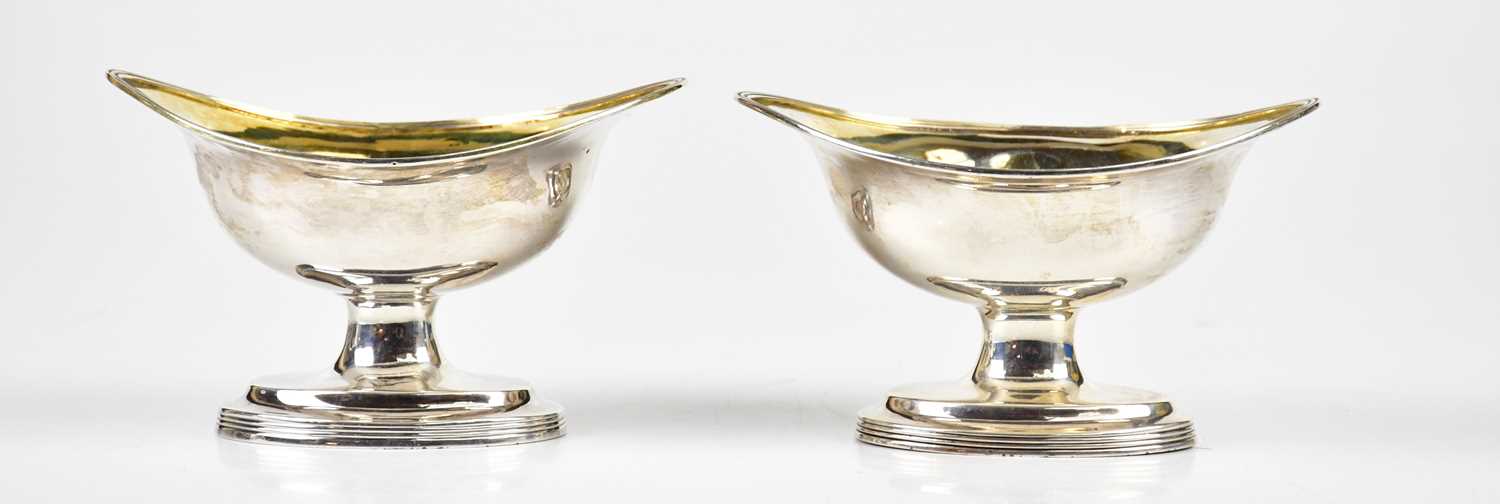 PETER AND ANNE BATEMAN; a pair of George III hallmarked silver oval salts, 1794, weight 4.5ozt /