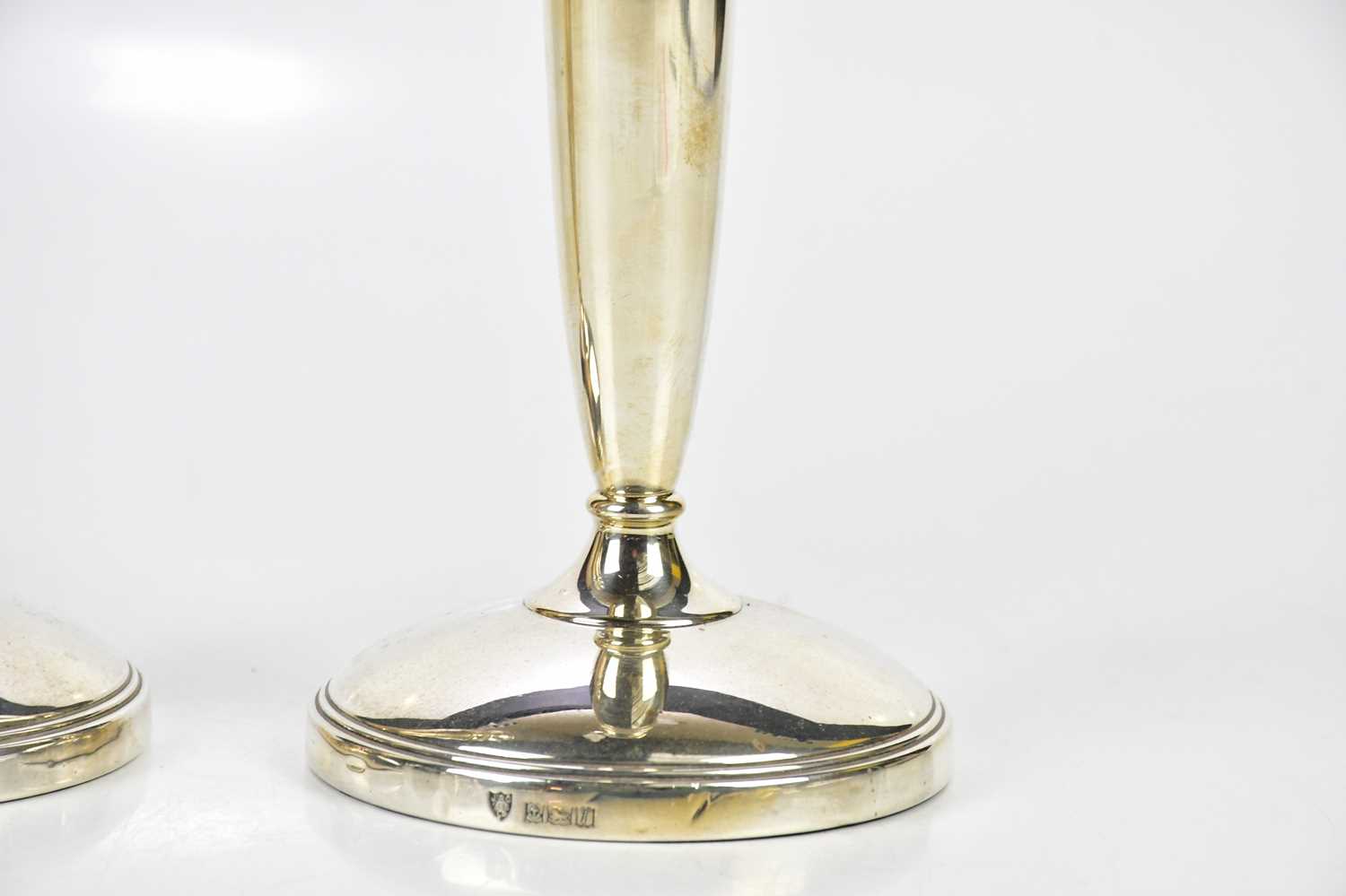 J B CHATTERLEY & SONS; a pair of Elizabeth II hallmarked silver candlesticks, with screw out top - Image 5 of 5