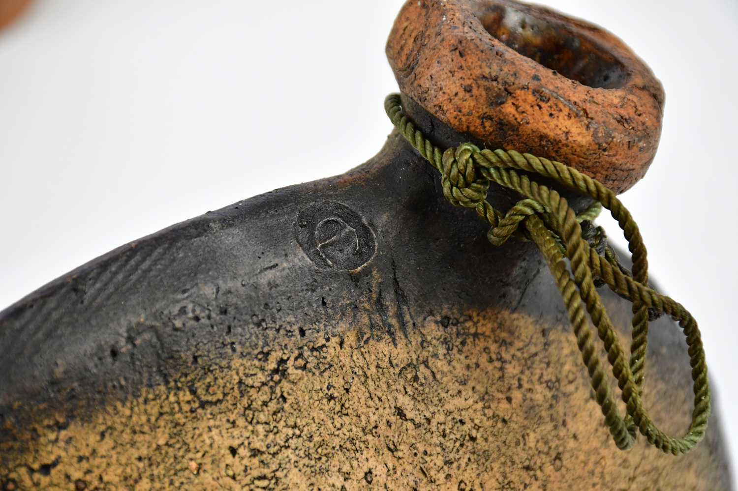 A studio pottery stoneware pilgrim type flask, with seal mark, diameter 23cm, with a Ewenny - Image 5 of 7