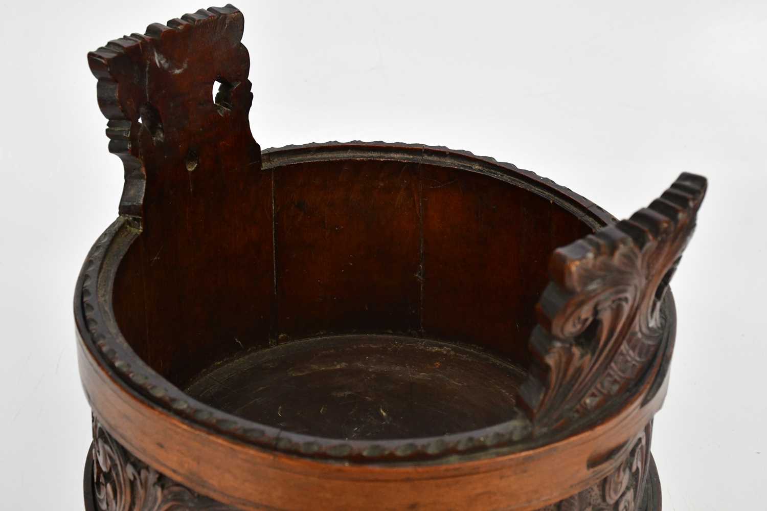 A Chinese carved wood wedding basket, height 29cm. - Image 5 of 5