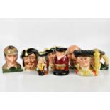 ROYAL DOULTON; five large size character jugs comprising 'The Busker', 'Captain Henry Morgan', '