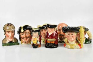 ROYAL DOULTON; five large size character jugs comprising 'The Busker', 'Captain Henry Morgan', '