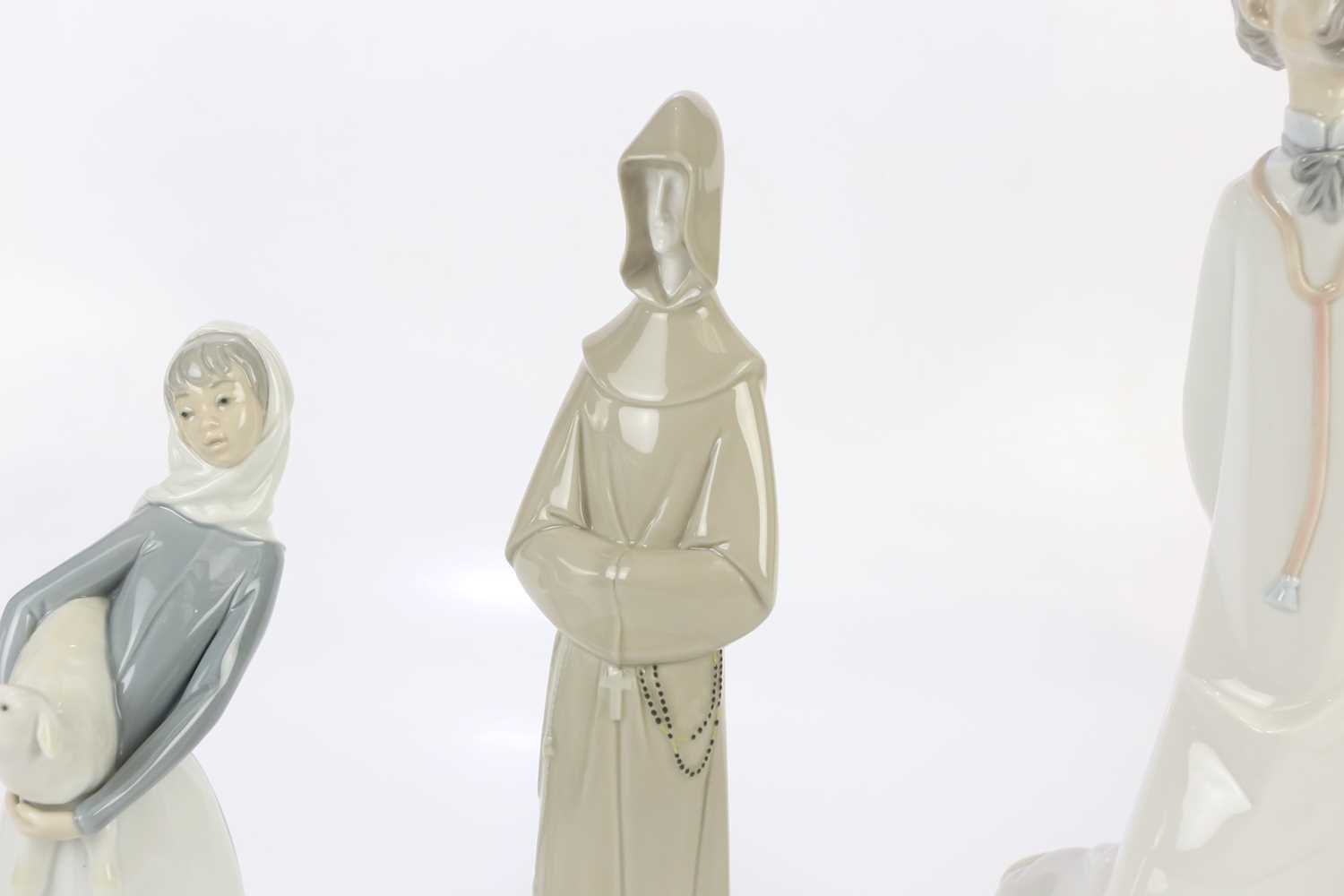 LLADRO; a figure of a doctor, height 39cm, with a Lladro shepherdess and a Lladro type figure of a - Image 3 of 6
