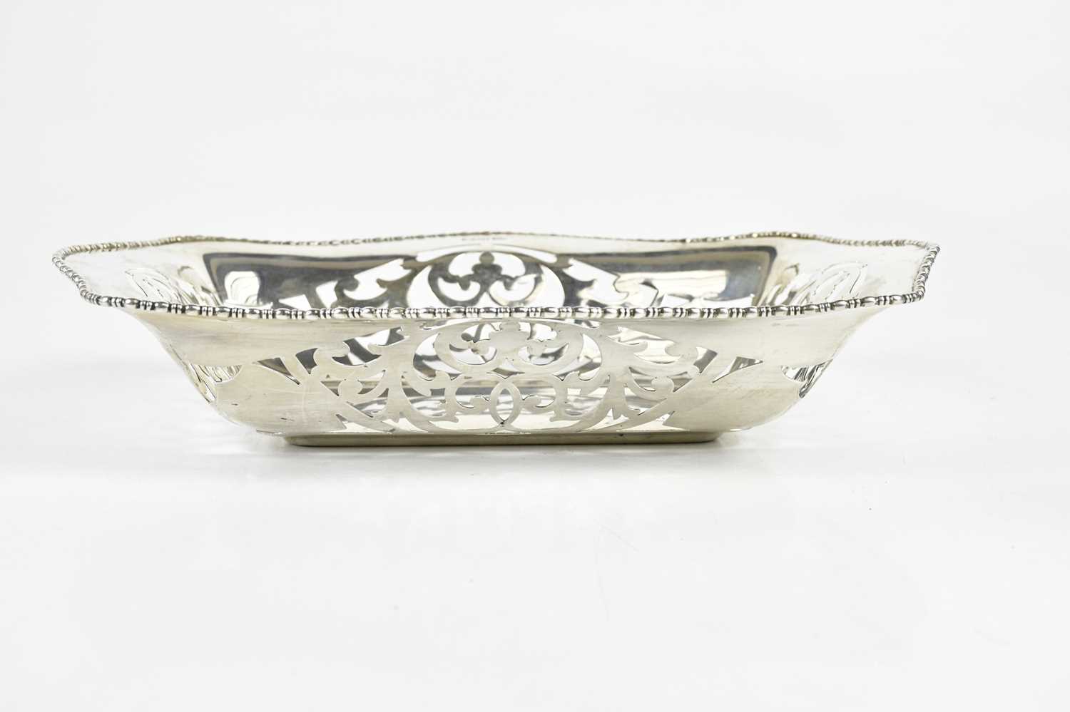 VINERS LTD; a George VI hallmarked silver bread basket with cast rim and pierced decoration, - Image 2 of 3