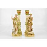 ROYAL DUX; a large pair of figures, a male and female beside rams, sheep and columns, embossed