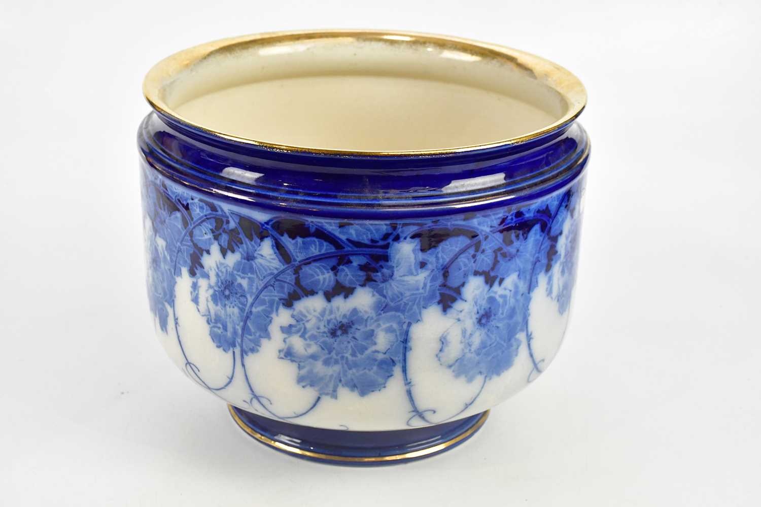 ROYAL DOULTON; a large ‘Briar Rose’ pattern blue and white jardiniere, diameter 32cm. Condition - Image 2 of 4