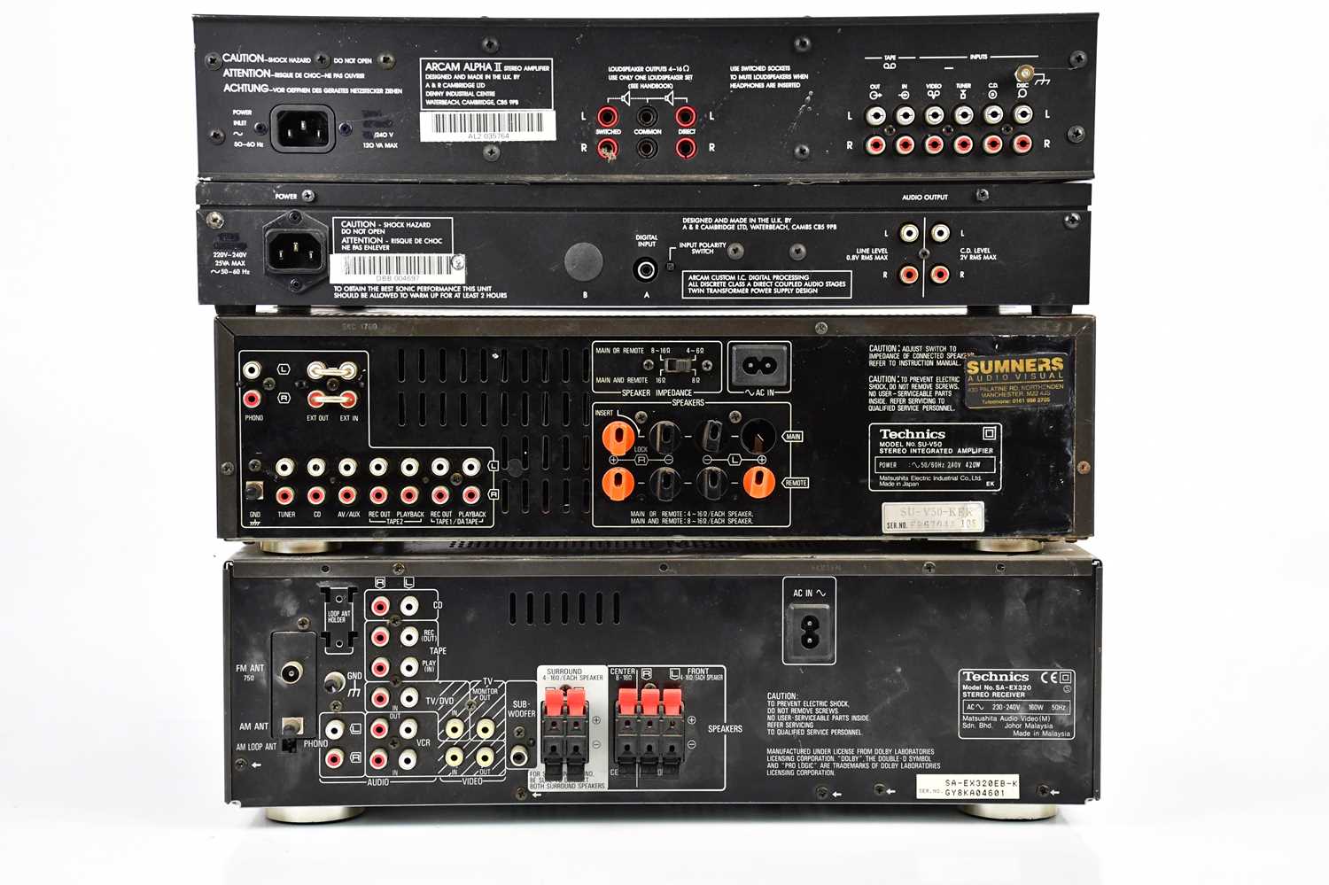 TECHNICS; a class AA VQ-4 amplifier system, a AV control stereo receiver SA-EX 320, with an Arcam - Image 7 of 9