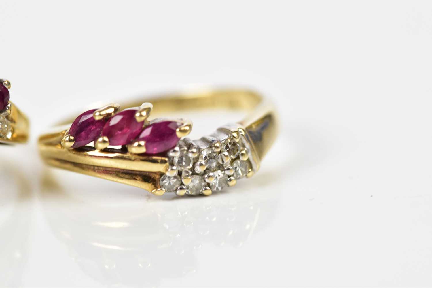 Two 9ct yellow gold simulated ruby dress rings, size K and H, approx combined weight 5.5g. - Image 3 of 6