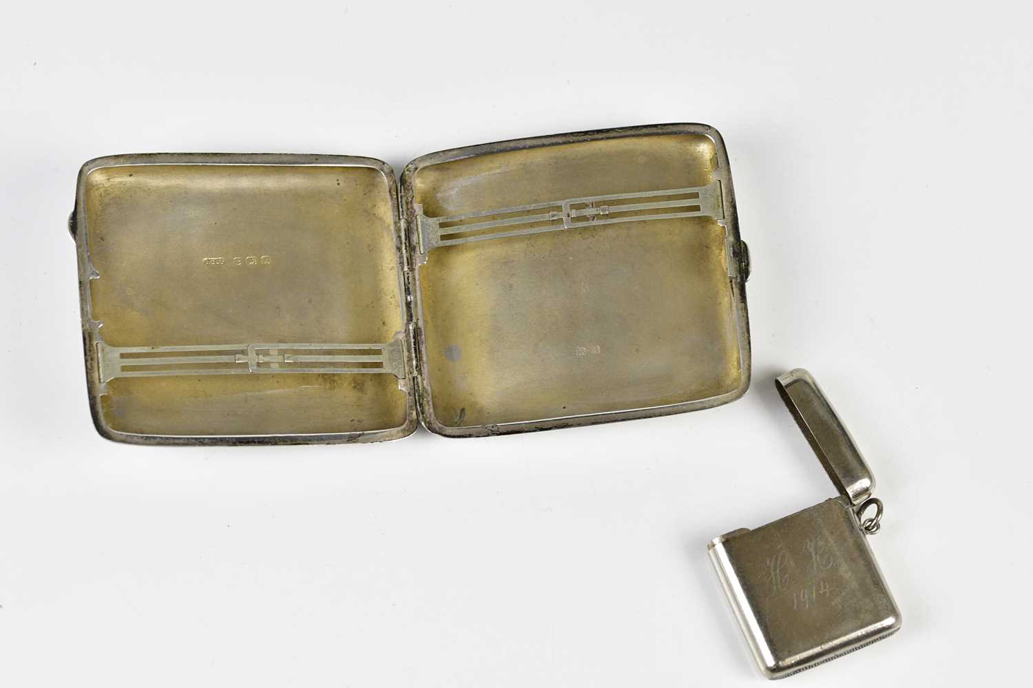 JOSEPH GLOSTER LTD; a George V hallmarked silver cigarette case, Birmingham 1925, approx 3.29ozt/ - Image 5 of 6