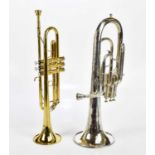 BESSON & CO; a silver plated 'Prototype' class A tenor horn, boxed with mouthpiece, also a modern