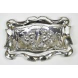 WILLIAM NEALE; an Edwardian hallmarked silver Art Nouveau tray, 9.5ozt / 306g, length 30cm.