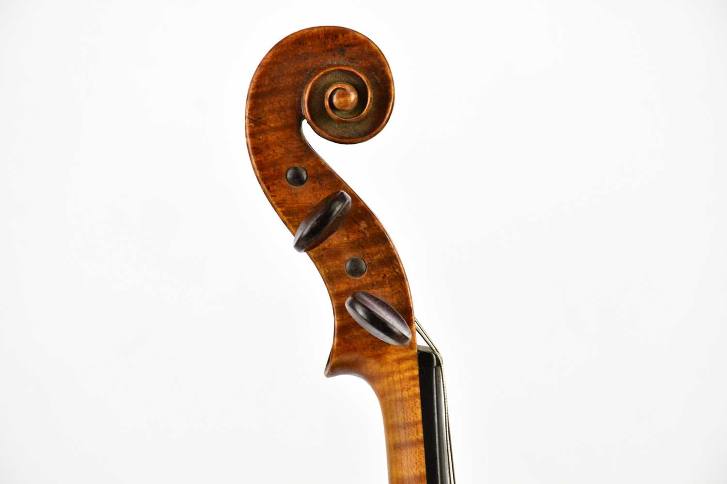 A full size German violin, Guarnerius copy with two-piece back length 35.6cm, cased with a bow. - Image 6 of 18