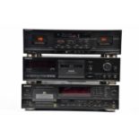 SONY; three stacker units comprising a HX PRO stereo cassette deck, TC-WR570, a stereo cassette deck