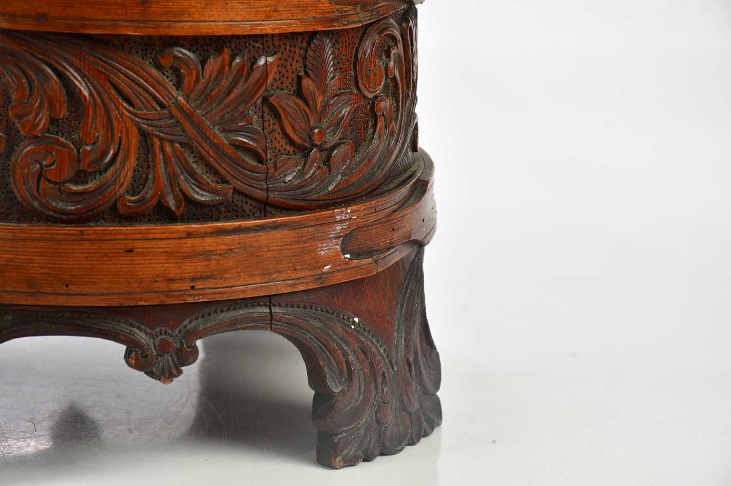 A Chinese carved wood wedding basket, height 29cm. - Image 4 of 5
