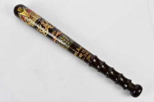 A George V painted truncheon inscribed 'Colonel Alan Sykes, MP DL, Mayor of Stockport', dated