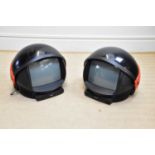 PHILLIPS DISCOVERER; two early 1980s televisions modelled as space helmets, (2) Condition Report: