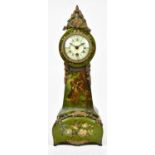 An early 20th century Continental hand painted mantel clock with gilt metal applied decoration, hand