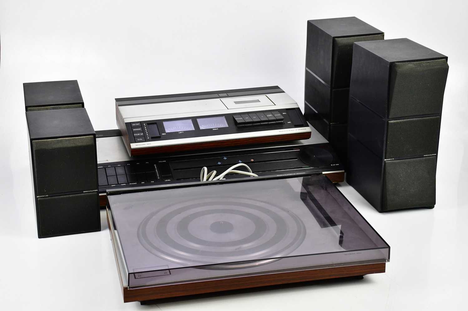 BANG & OLUFSEN; a Beomaster 2200, Beocord 1900 and Beogram 1500, a pair of Beovox C40 speakers and a
