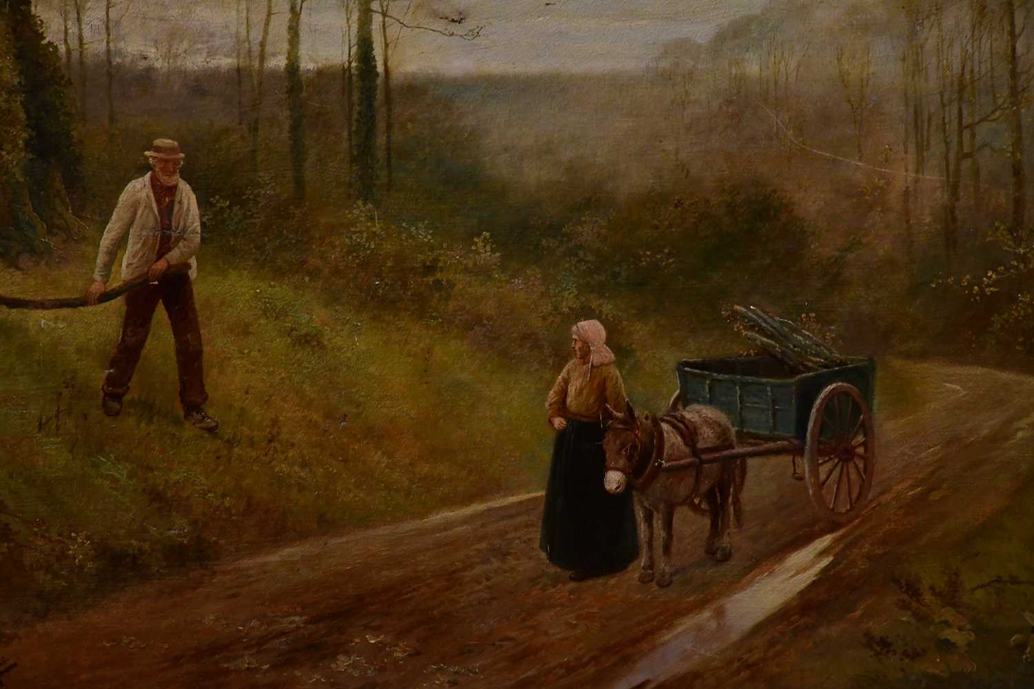 R DOUGLAS; oil on canvas, donkey and cart, signed lower left, 40 x 60cm, framed. - Image 2 of 4