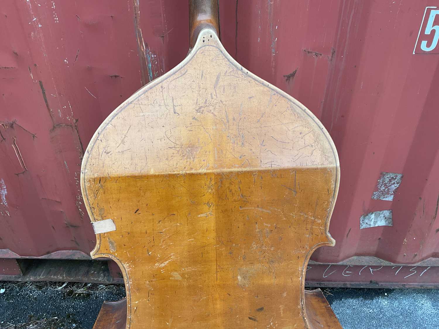 A double bass, possibly German, with two-piece back, 111cm to top of button, in need of restoration. - Image 22 of 25