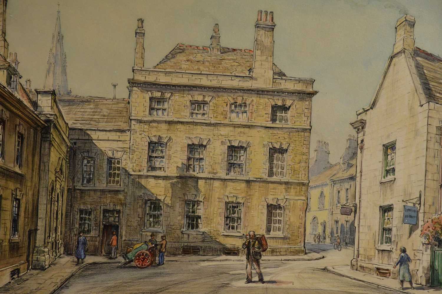 † WILFRED R WOOD; watercolour and pencil, street scene, signed lower right, 30 x 41cm, framed and - Image 2 of 4