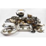A collection of silver plated items, to include a twin handled serving tray, three different