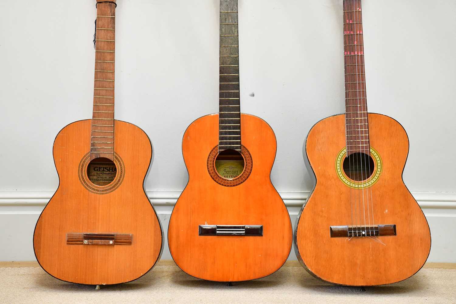 SUZUKI; a six string acoustic guitar, together with a Terada acoustic guitar and a Geisha acoustic - Image 3 of 6