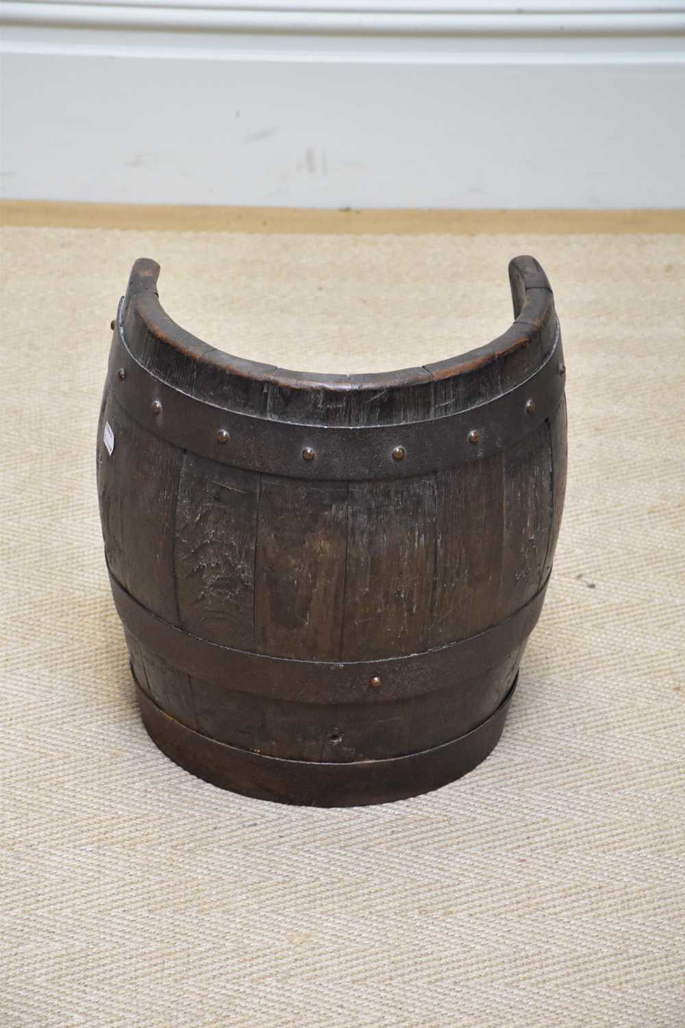 An unusual barrel chair formed as a metal bound bucket, height 35.5cm. - Image 2 of 2