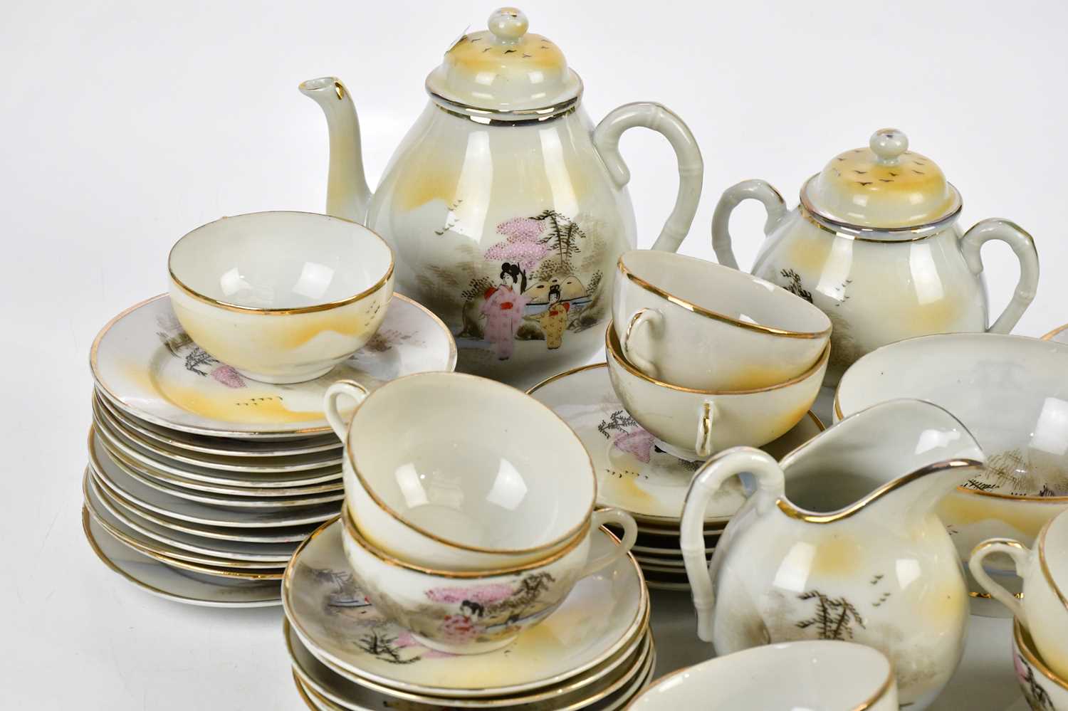 A Japanese eggshell porcelain part tea service. - Image 2 of 4